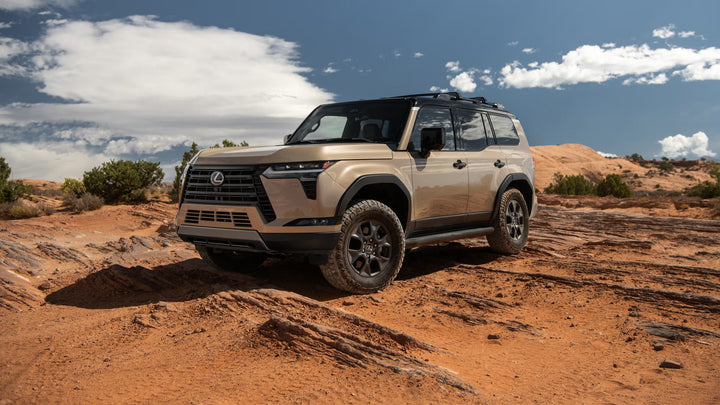 Lexus GX 550 in the desert with blue skies