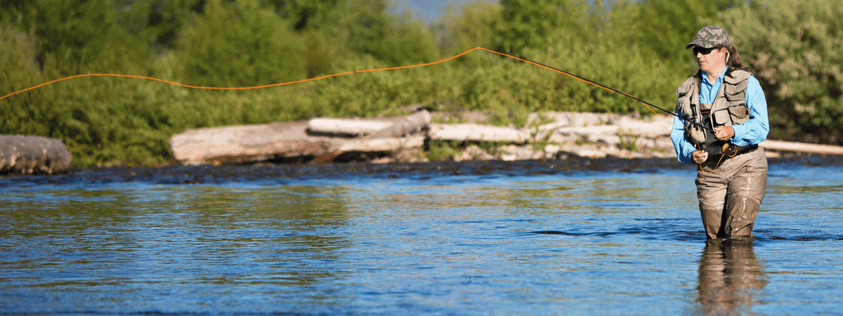 fly fishing in river