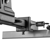 Close-up of a metal bracket with a white background