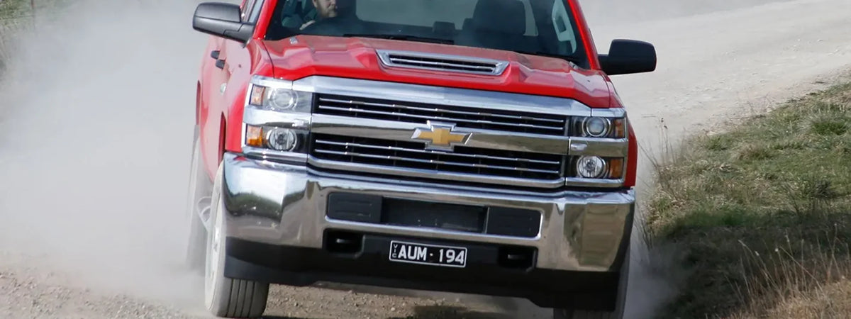 Chevy Silverado on dirt road