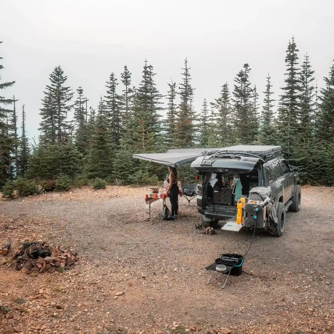Free Spirit 180 Awning V2 open at a campsite