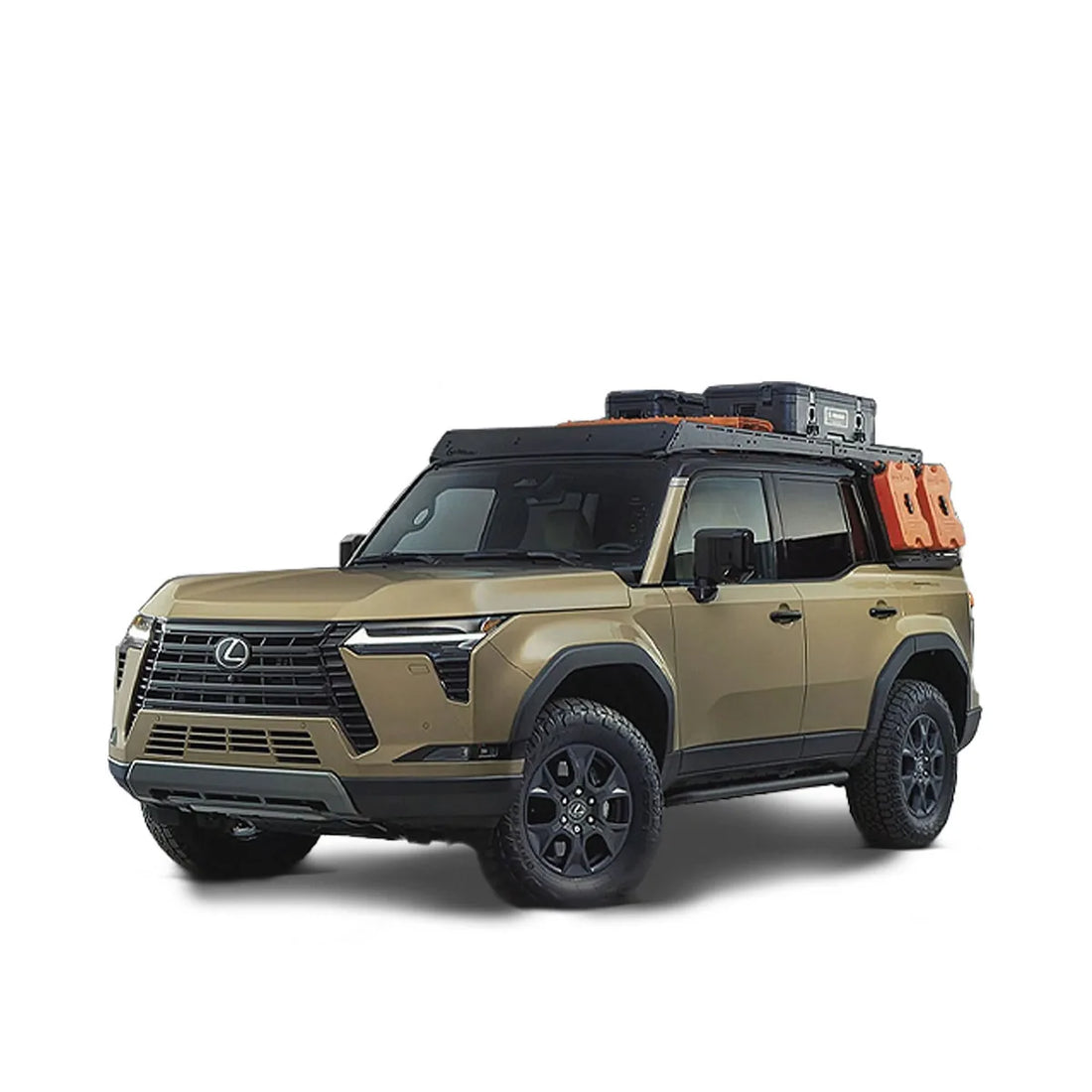 Prinsu Pro roof rack on a Lexus GX550, studio three-quarter view