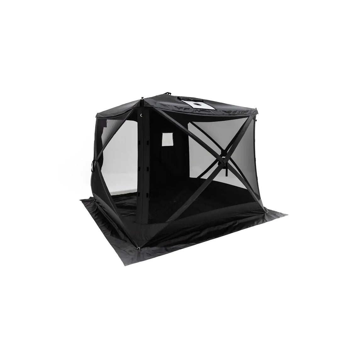 Free Spirit Hub 4XL pop-up tent with windows and door open