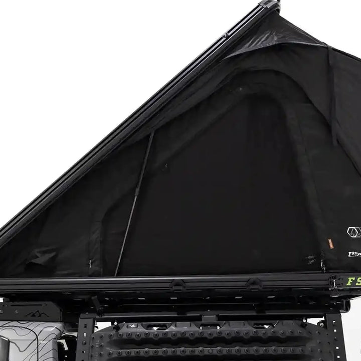 Ford Bronco with Free Spirit Aspen Pro rooftop tent open in a mountain campsite