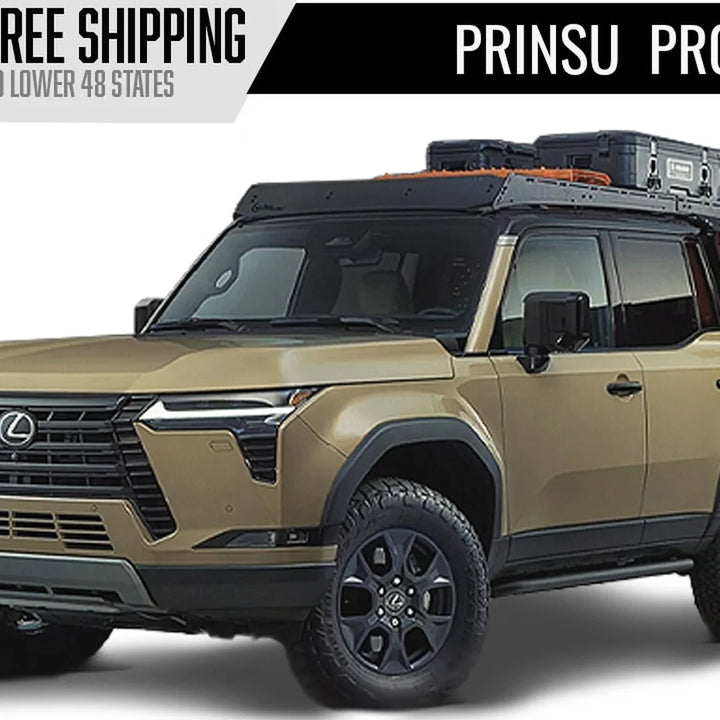 Prinsu Pro roof rack on a Lexus GX550, studio three-quarter view