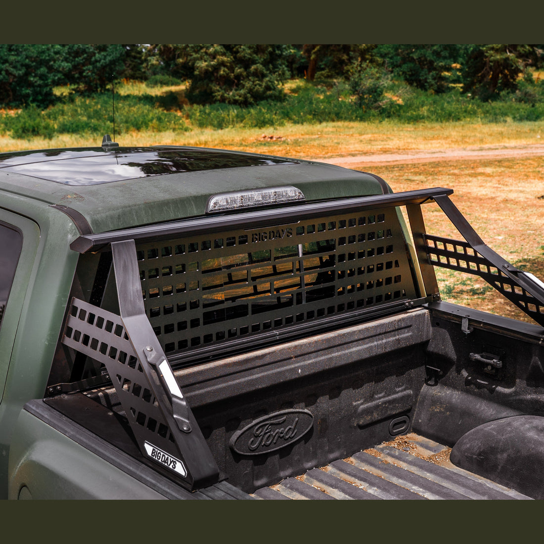 MOLLE panel and center cutout on the Big Days headache rack plate