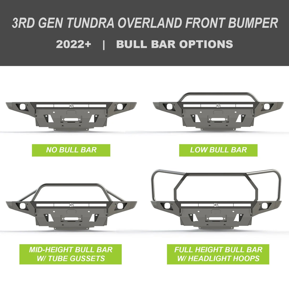 C4 Tundra Overland Front Full-Height Bull Bar + Hoops 2022-2026 image 2