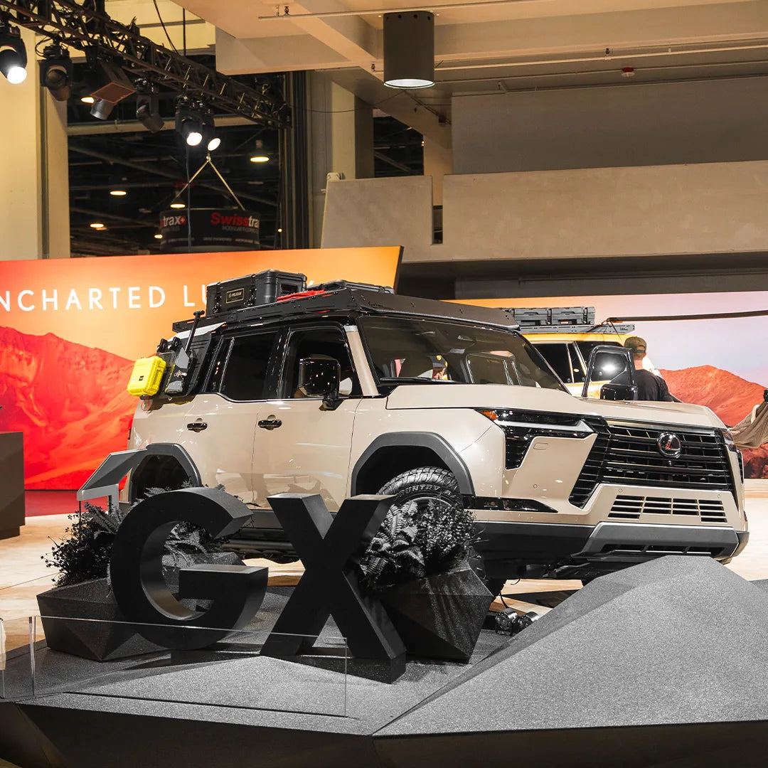 2024 Lexus GX550 Prinsu Pro rack on a display stage