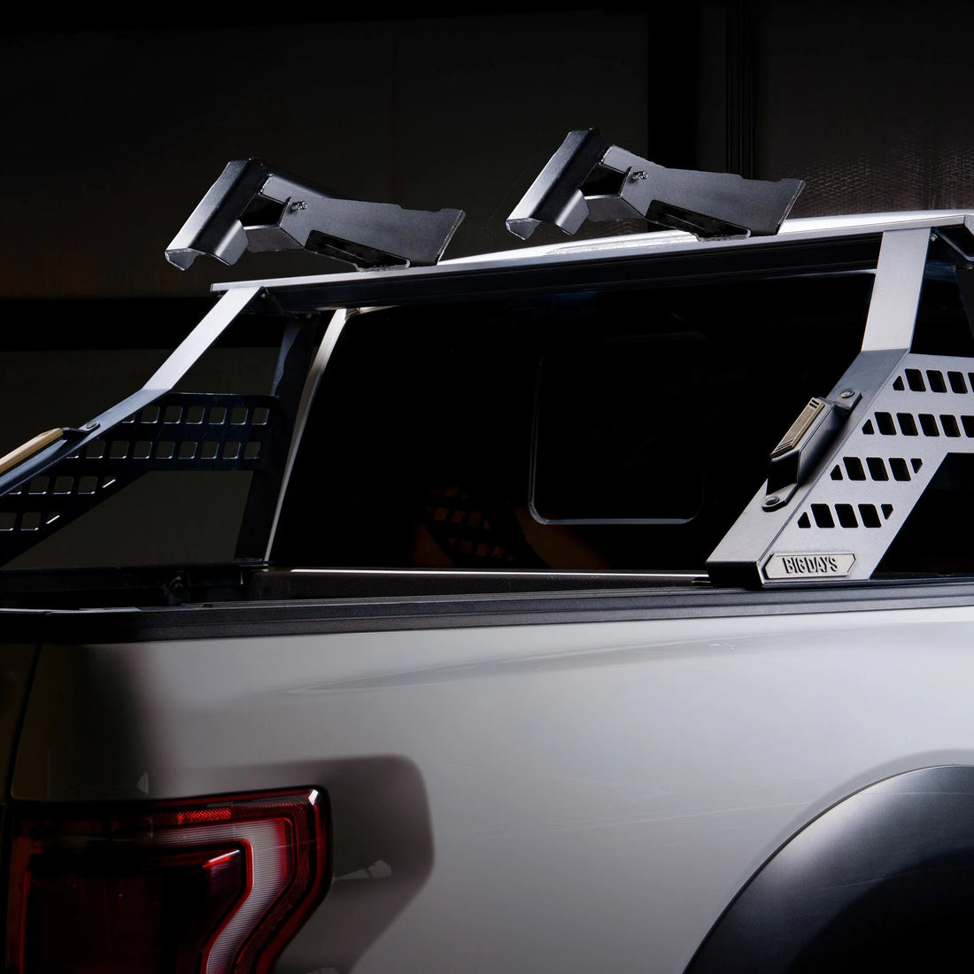 Big Days motorcycle mount hardware on the upper crossbar T-track