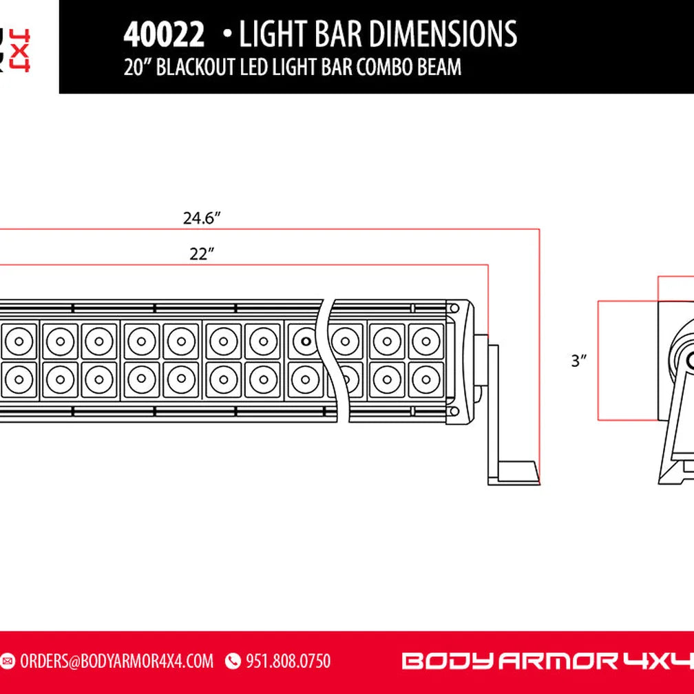 20" Blackout LED Light Bar Combo Beam 4