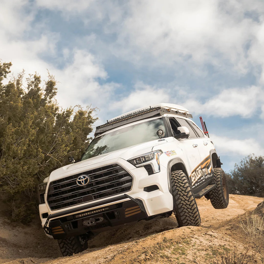 Overland-built Sequoia showing underbody armor