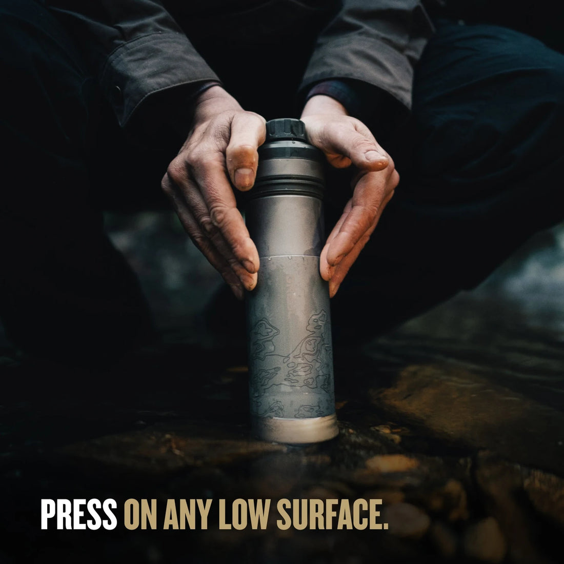 Pressing the UltraPress Ti to purify water