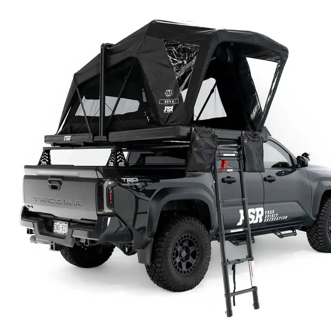 Free Spirit Nova Standard rooftop tent with ladder deployed