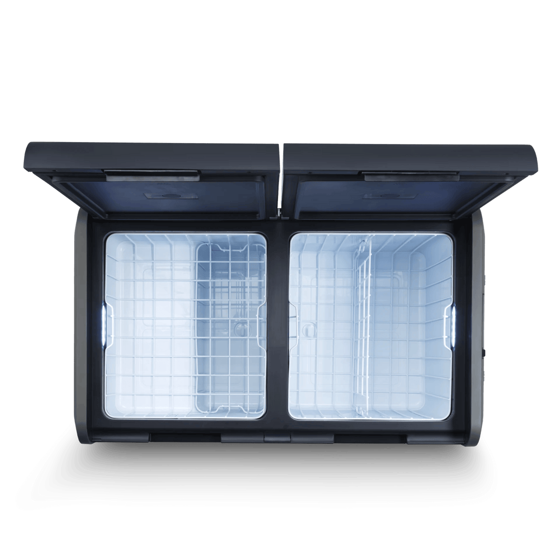 Dometic CFX5 95DZ with both lids open showing two compartments