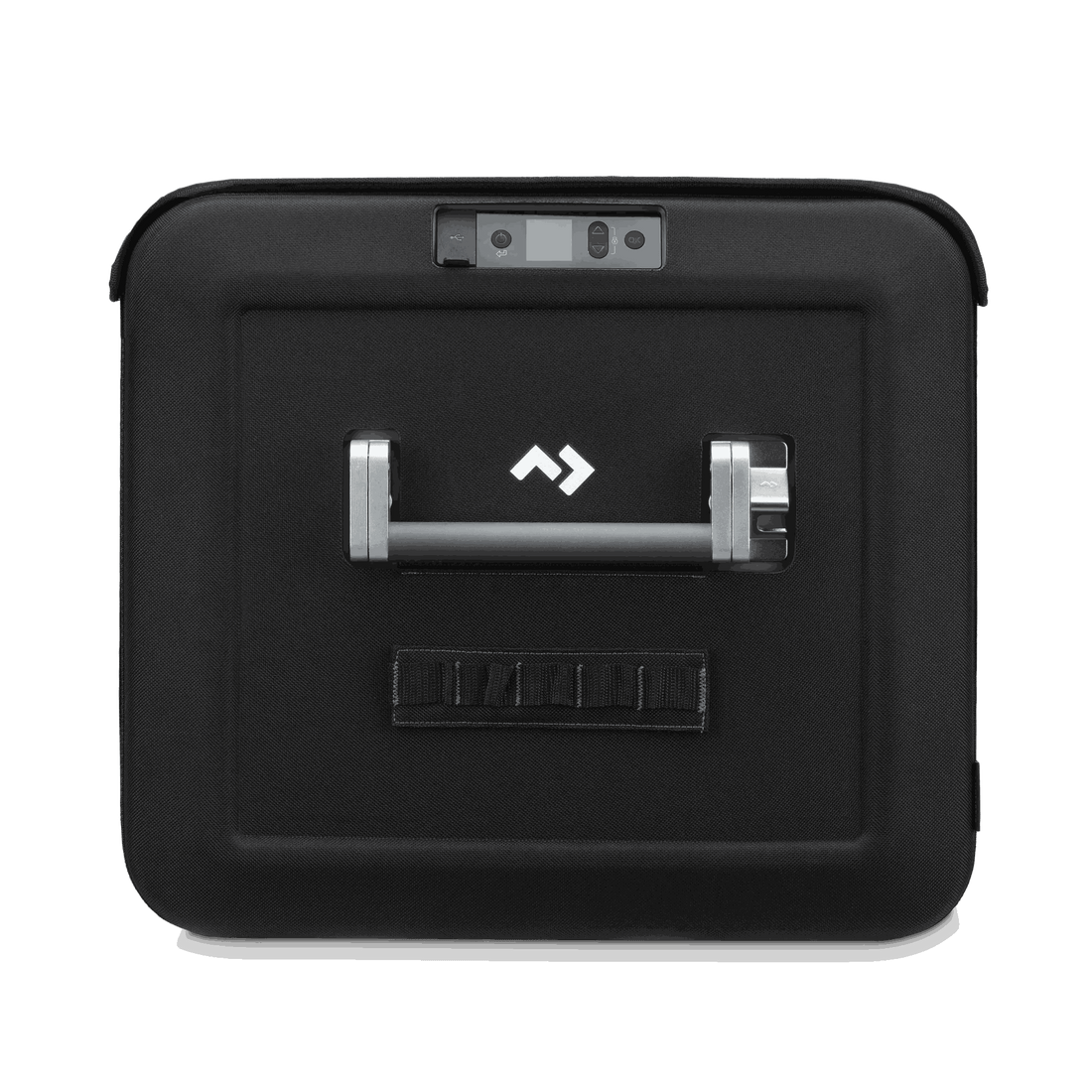 Dometic CFX5 95DZ in its protective cover, end view with control panel window