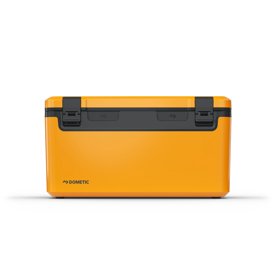 Yellow outdoor camping cooler with dual black latches, suitable for overlanding gear.