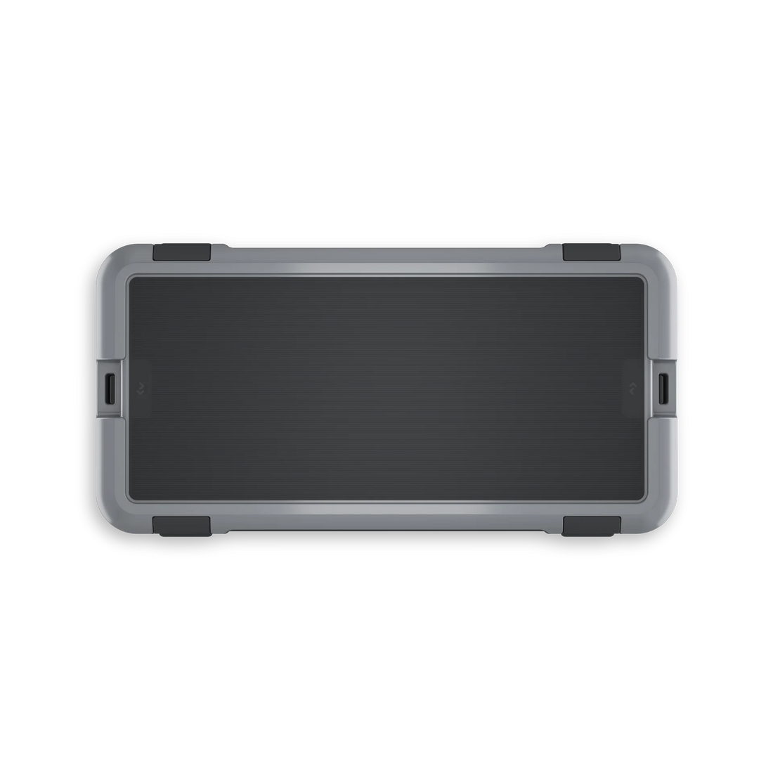 Heavy-duty outdoor gear storage box with reinforced corners and secure latches on black background