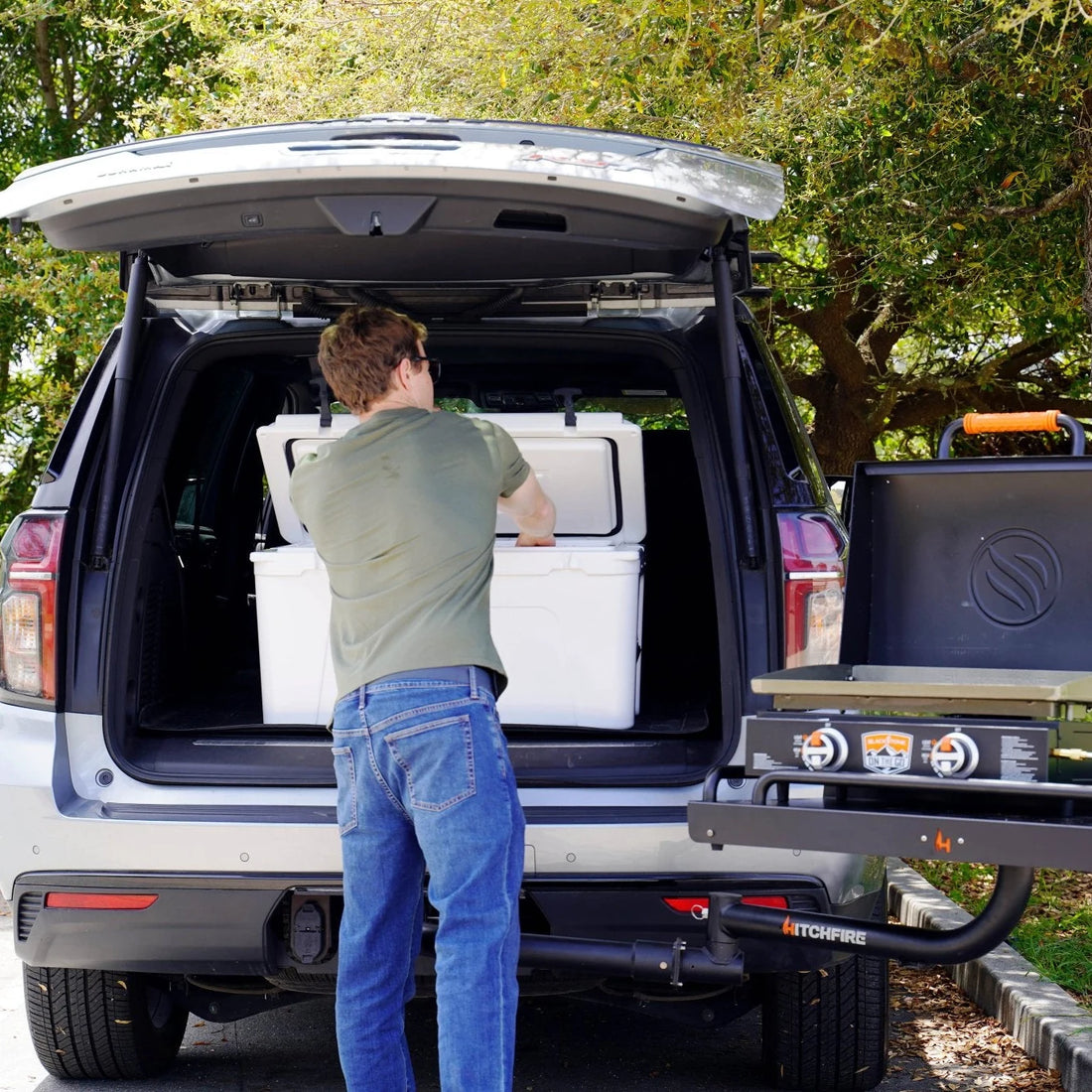 Ledge XL Swing-Out Cargo Platform - 2" Hitch Mount installed and in use