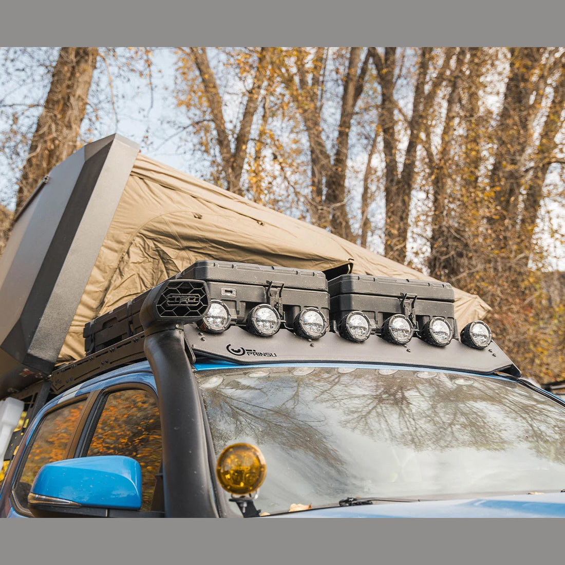 Prinsu Pro Tacoma Standard wind deflector cab rack detail