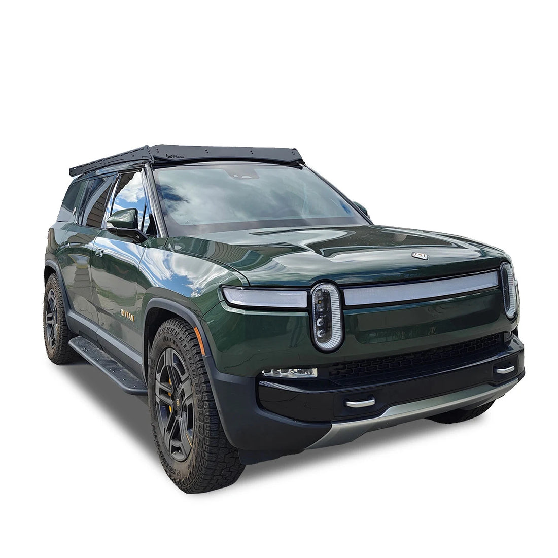 Rivian R1S with Prinsu Pro aluminum roof platform installed