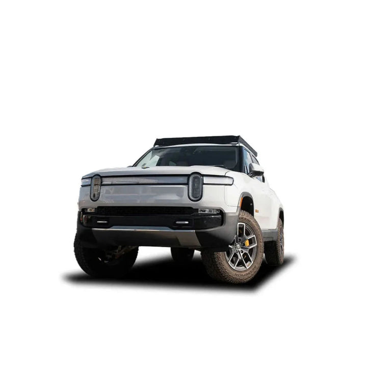 Rivian R1T with Prinsu Pro aluminum roof platform rear view