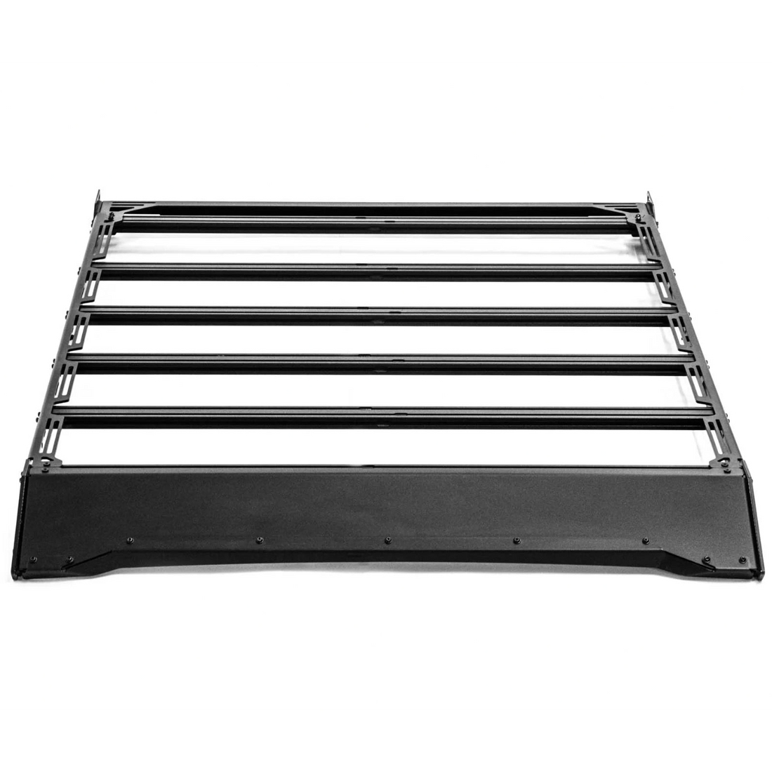 Black metal roof rack on a white background