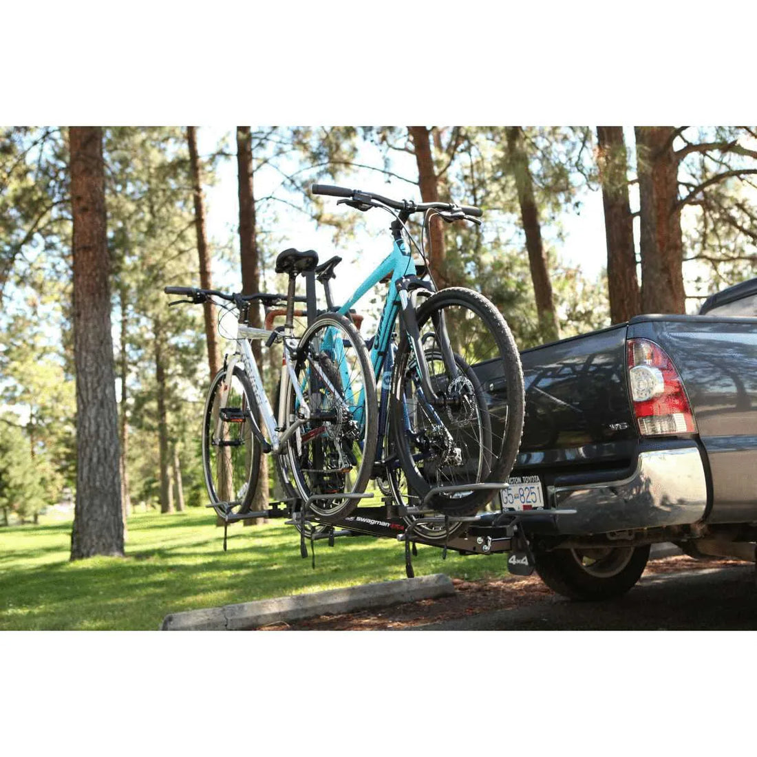 XTC 4 padded ratchet hooks and wheel hoops on a hitch rack