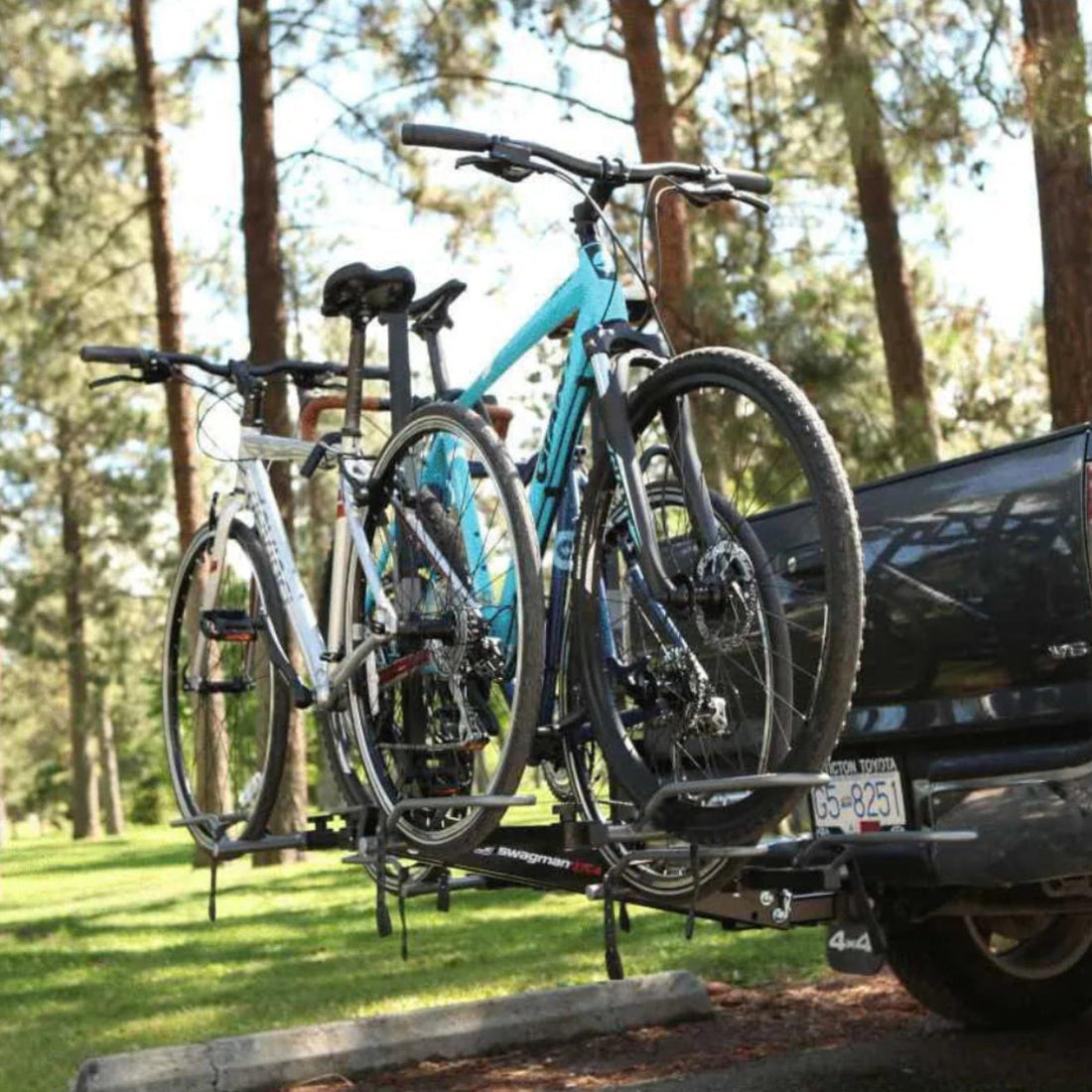 XTC 4 padded ratchet hooks and wheel hoops on a hitch rack