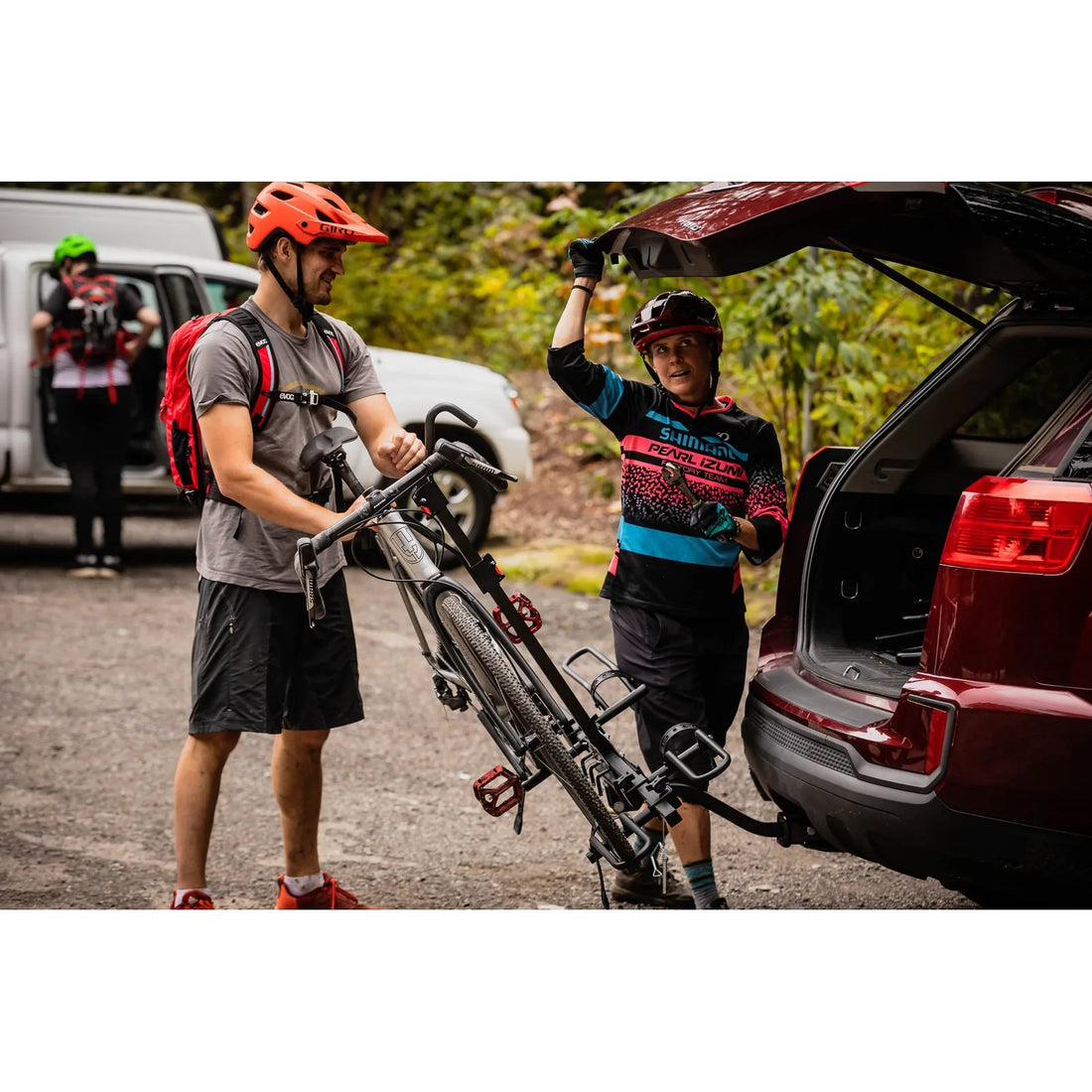 Swagman XTC 2 TILT hitch mounted bike rack loaded