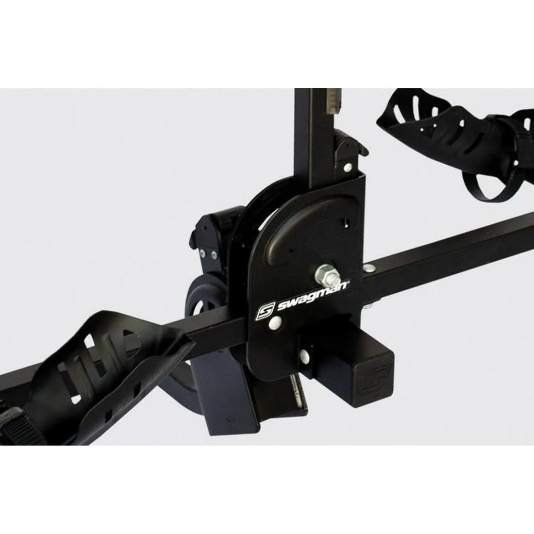 Chinook hitch mounted bike rack loaded behind a vehicle