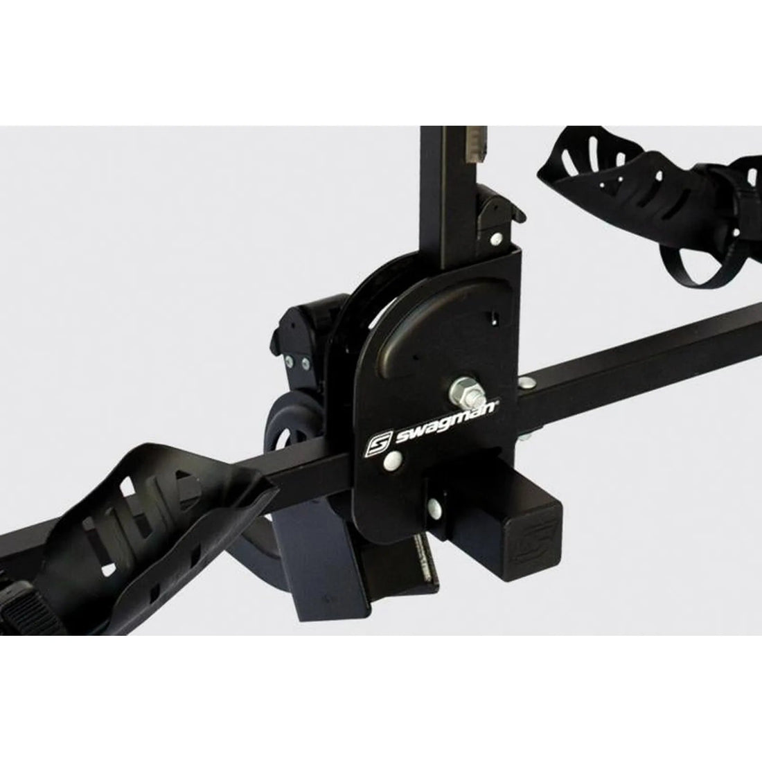 Chinook hitch mounted bike rack loaded behind a vehicle