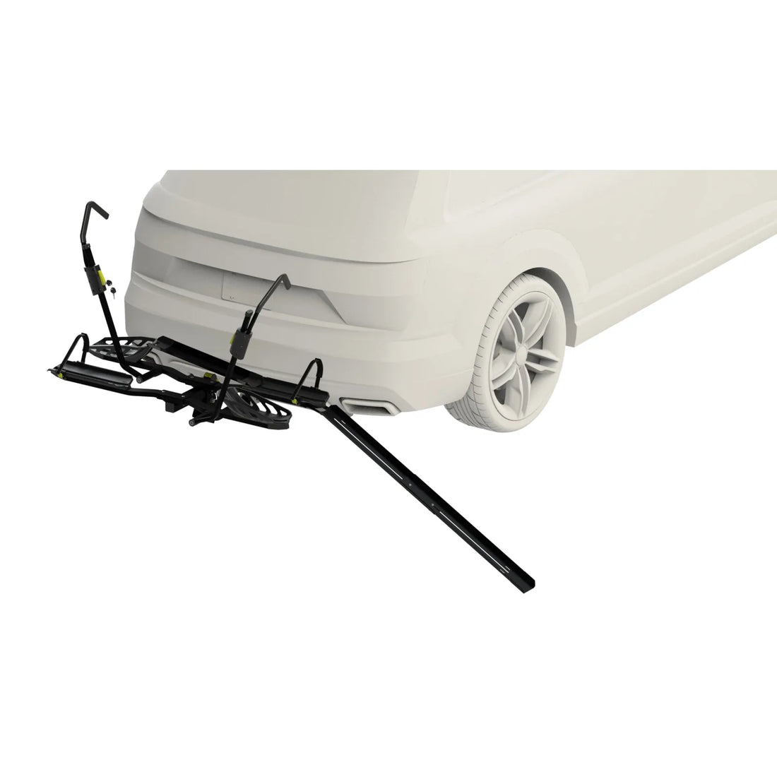 Ramp and Bridge telescoping ramp on an Escapee hitch rack