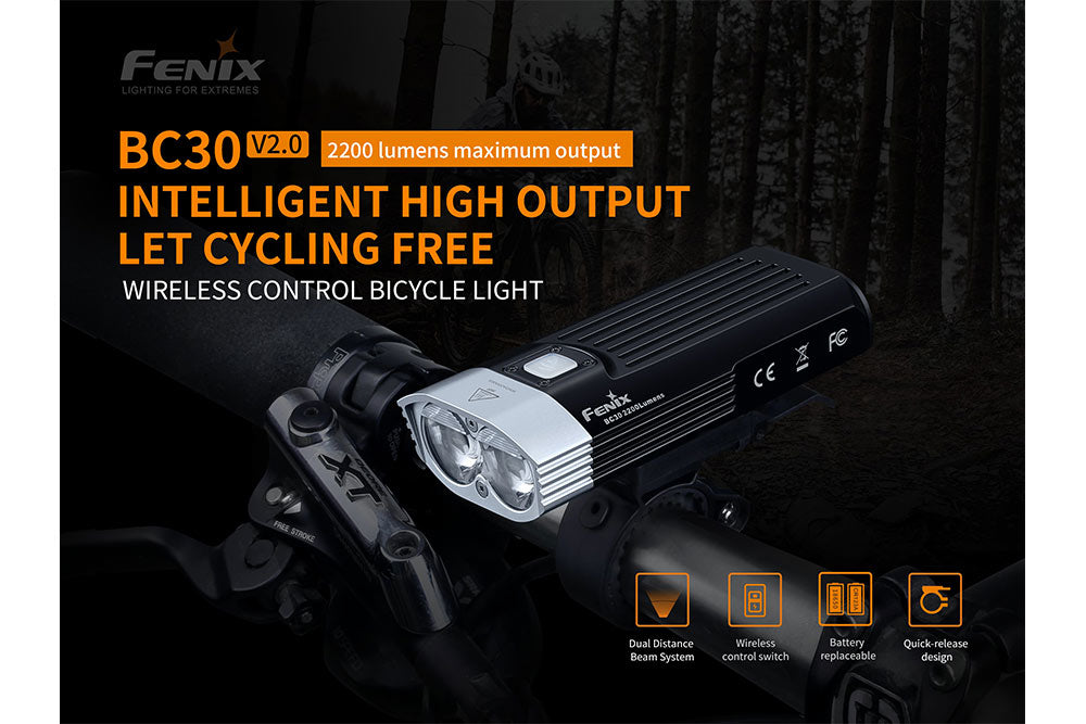 Fenix BC30 V2.0 MTB Bike Light - 2200 Lumen Wireless Remote