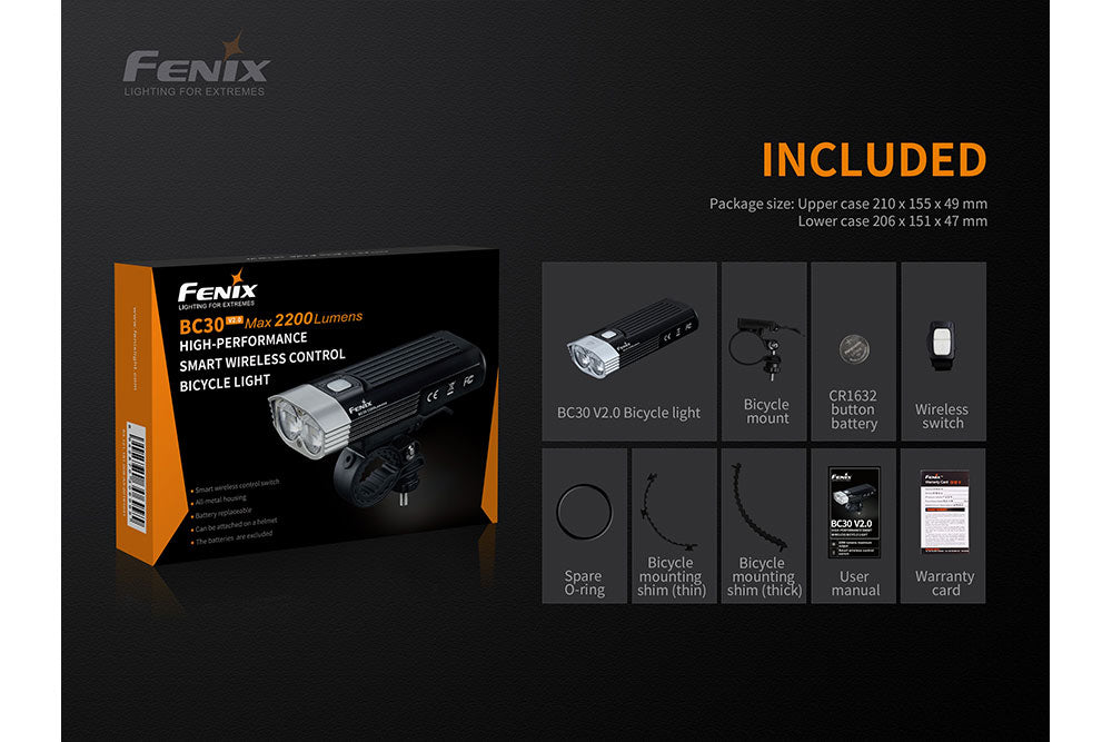 Fenix BC30 V2.0 MTB Bike Light - 2200 Lumen Wireless Remote