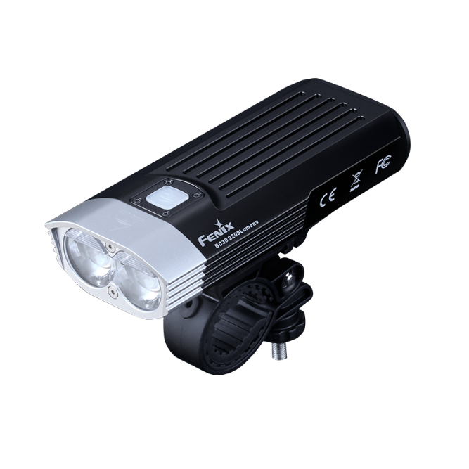Fenix bicycle light on a white background