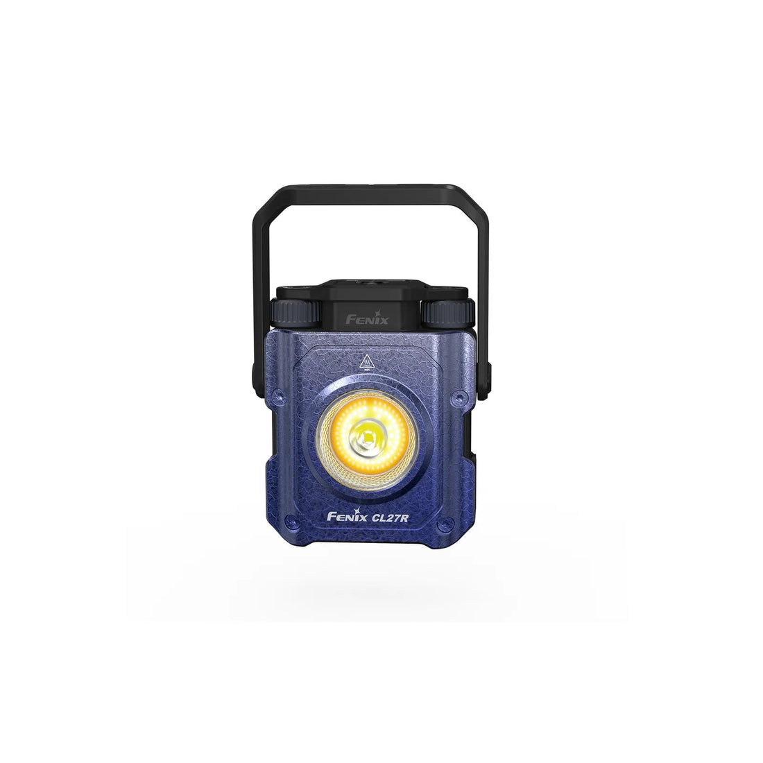 Fenix CL27R lantern in blue with the carry handle raised