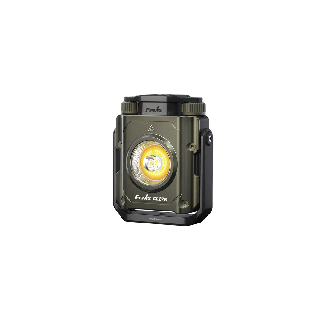 Fenix CL27R lantern in green, front view with the light panel on