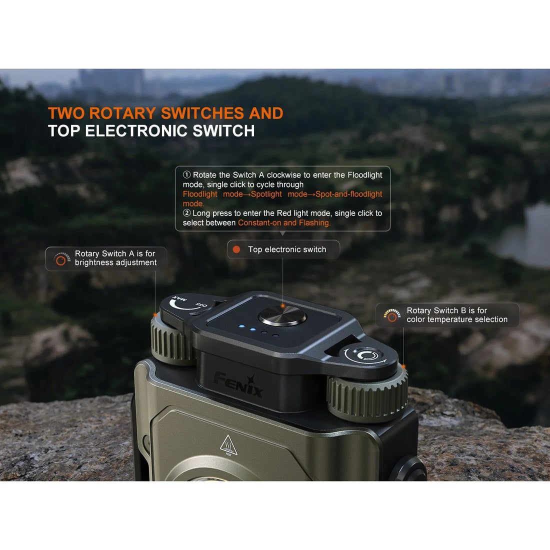 Fenix CL27R rechargeable lantern switch controls