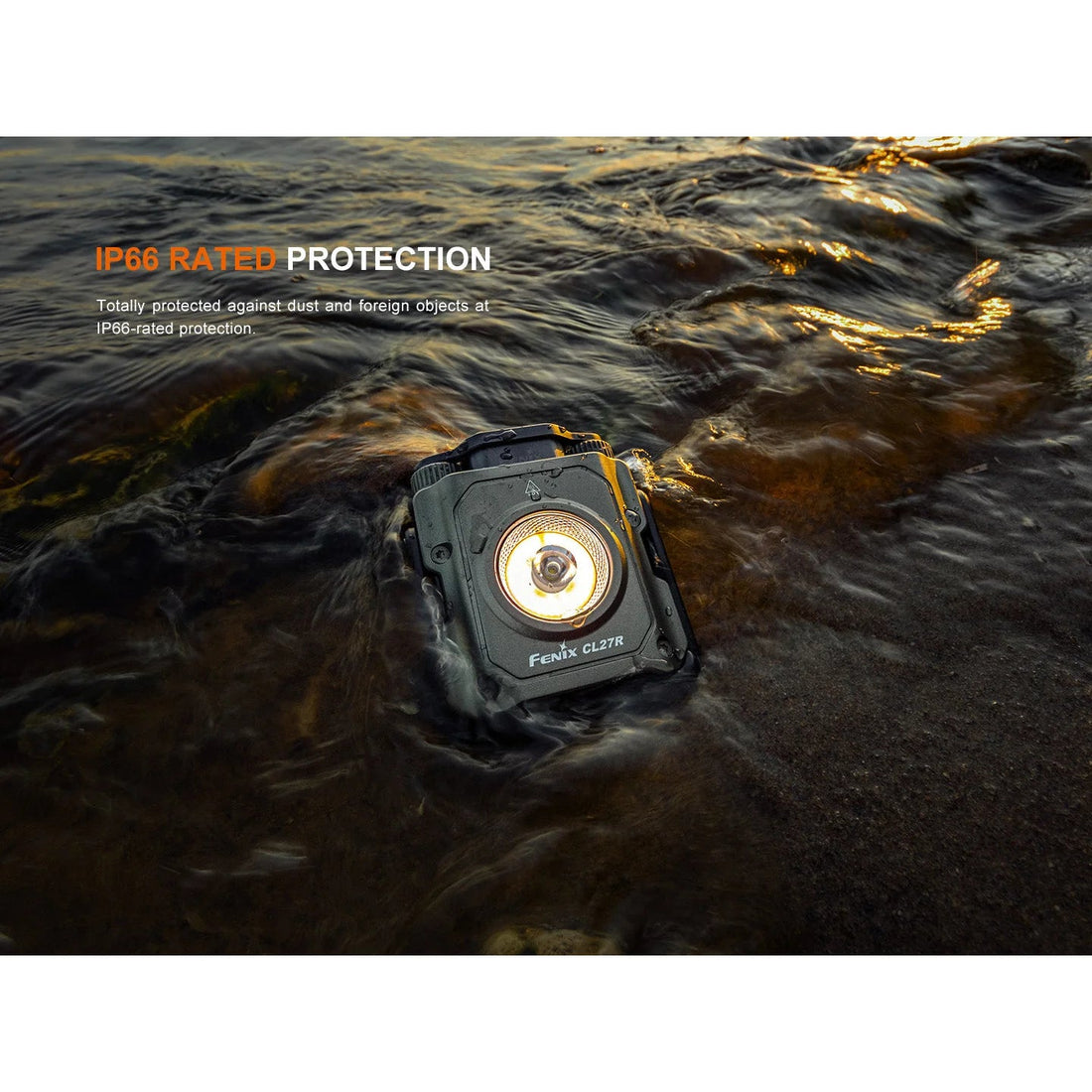 Fenix CL27R lantern in water, IP66 rated