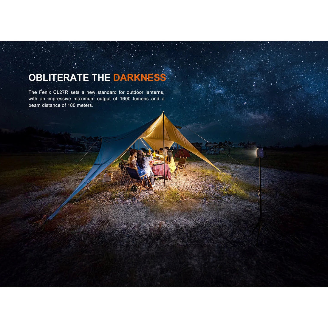 Fenix CL27R lantern lighting a tent at night