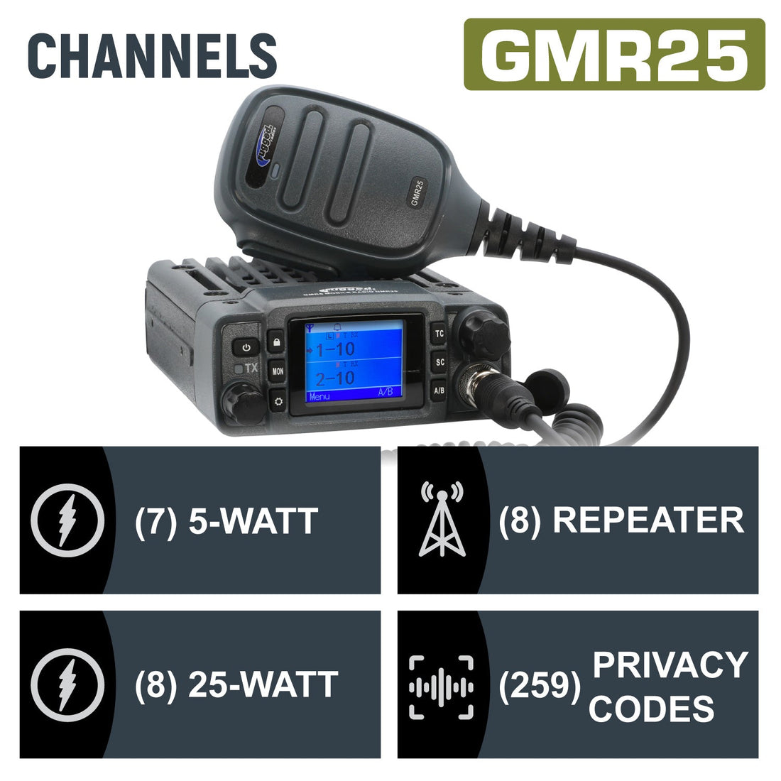 GMR25 - 25W Waterproof GMRS Mobile Radio