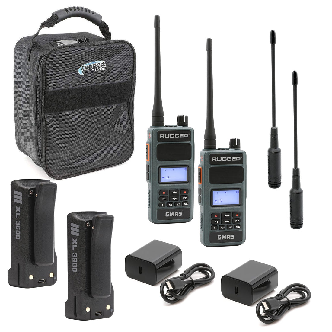 Adventure Pack - Rugged GMR5 - GMRS and FRS Two Way Handheld Radios with Accessories