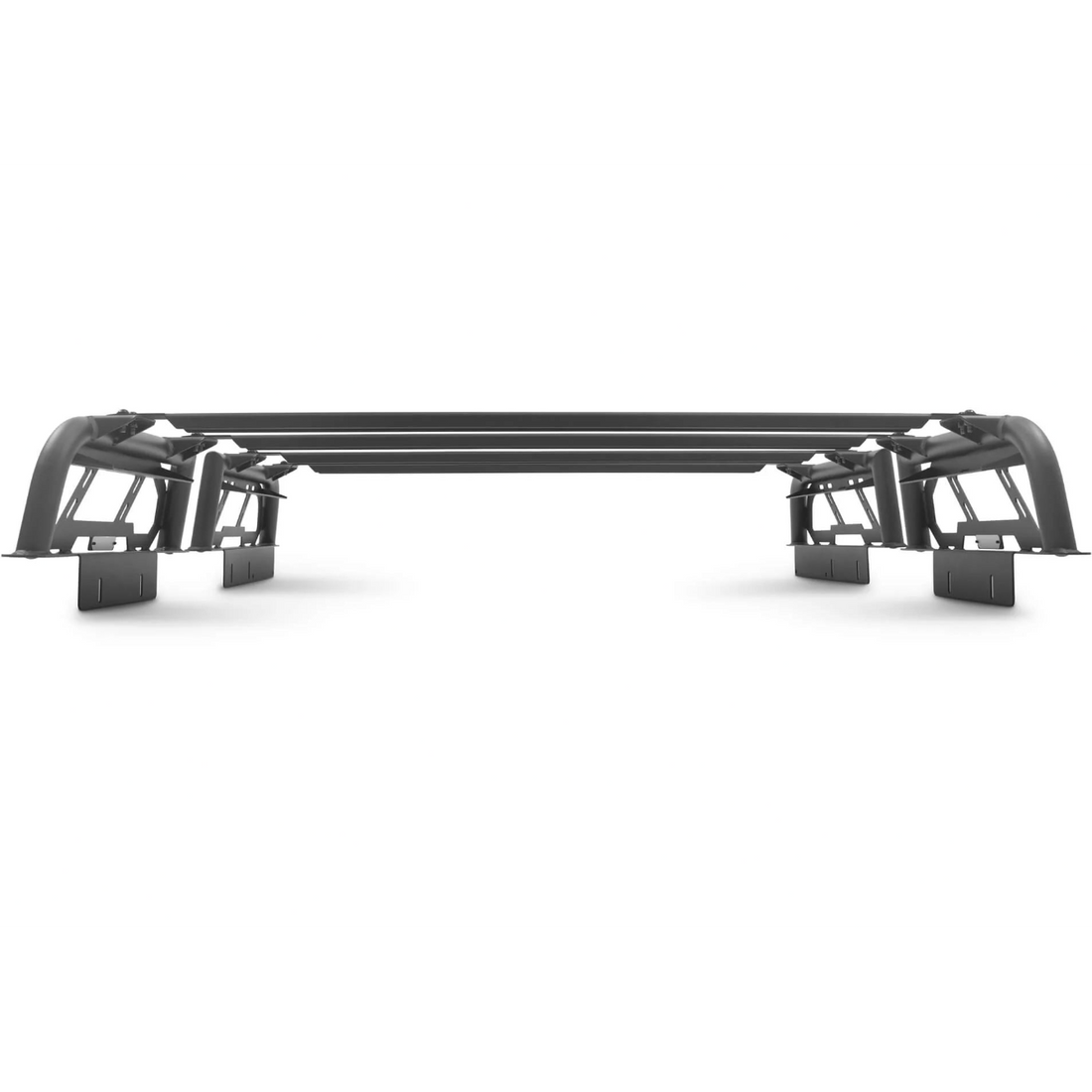 Black metal car roof rack on a white background