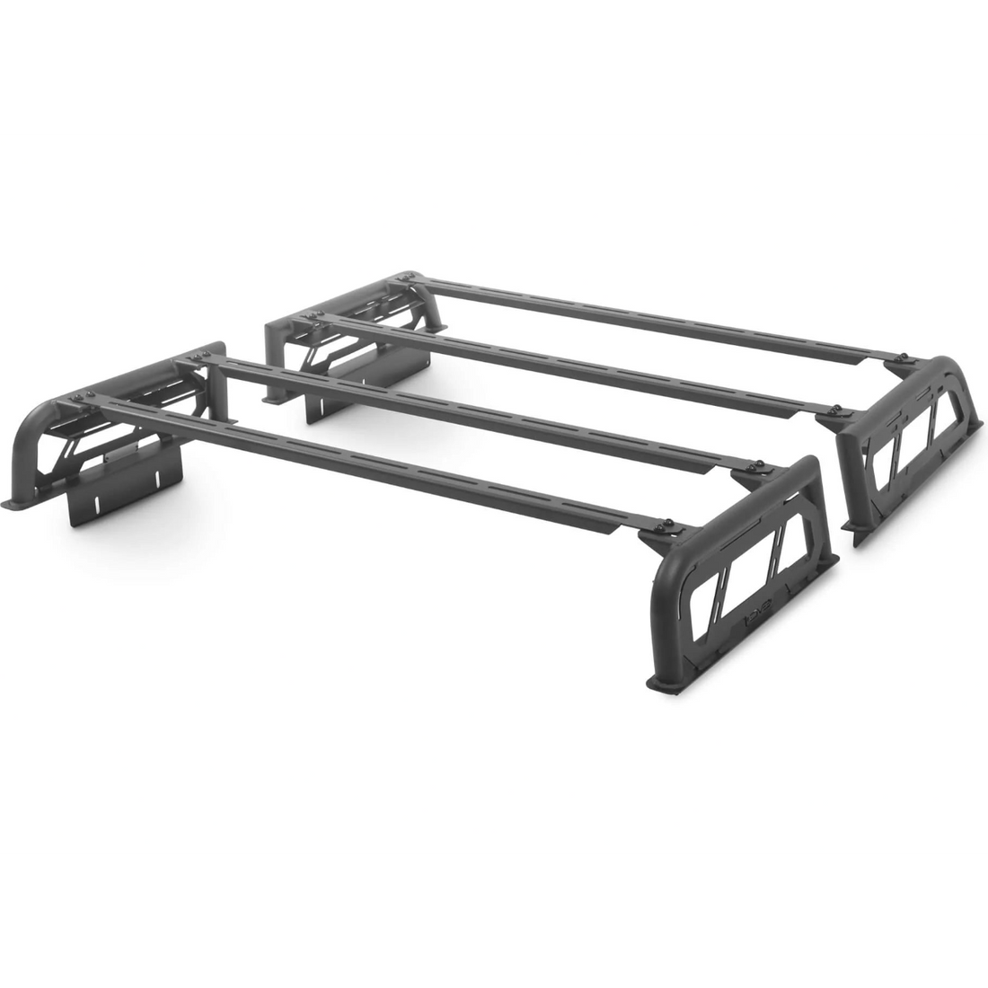 Black metal roof rack on a white background