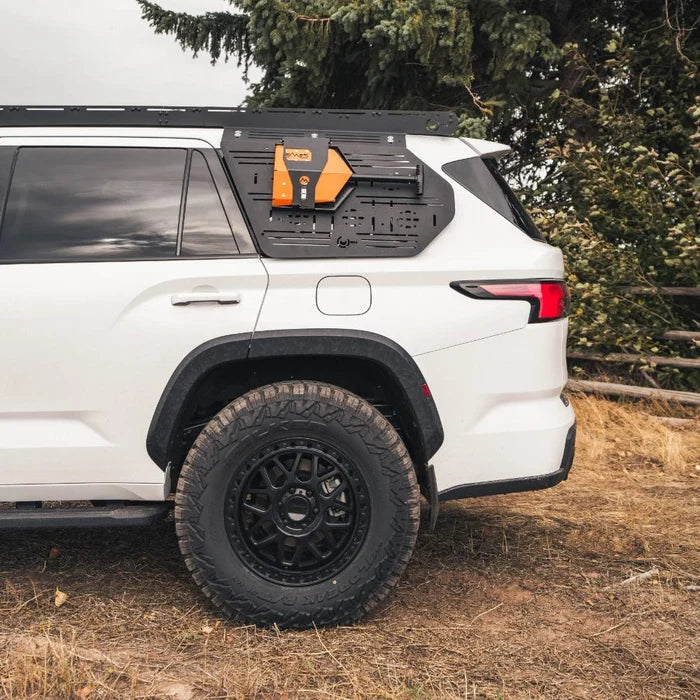 Prinsu Sequoia PRO accessory panel on a white Toyota Sequoia rear side window