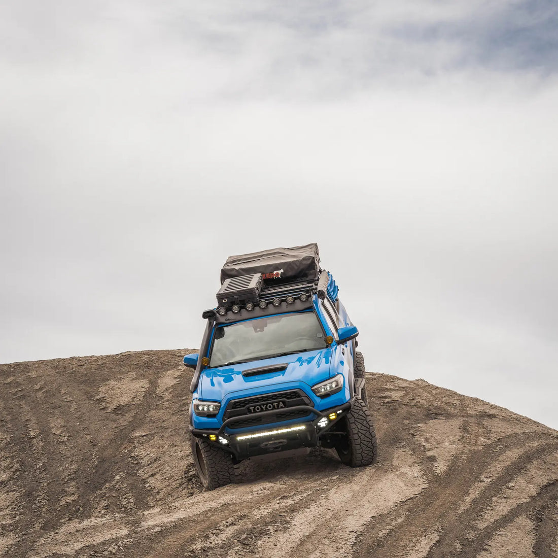 Prinsu Pro Tacoma cab rack loaded for overlanding lifestyle