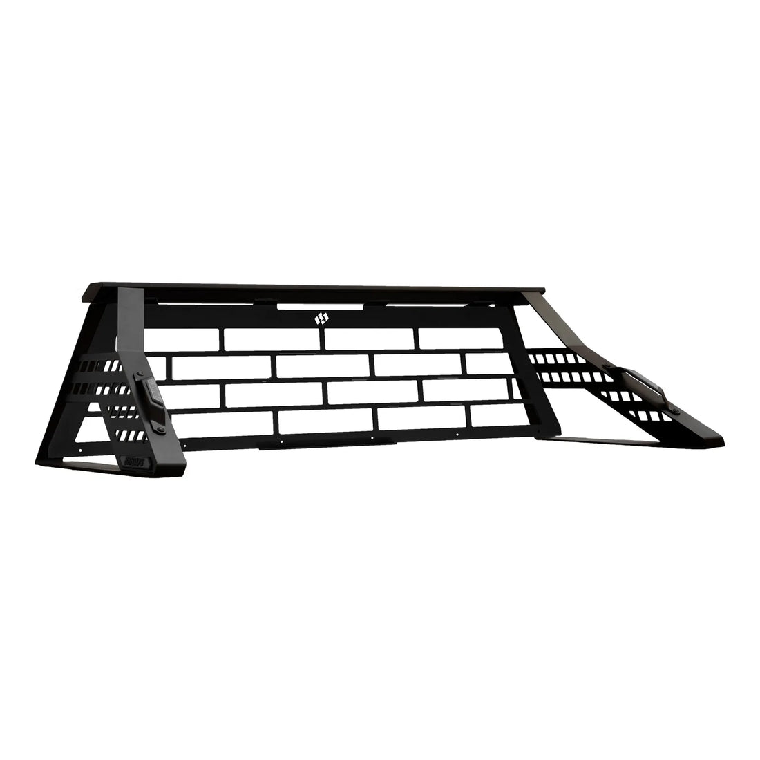Big Days Window Headache Rack aluminum cab barrier with open window-style cutouts for a Chase Rack
