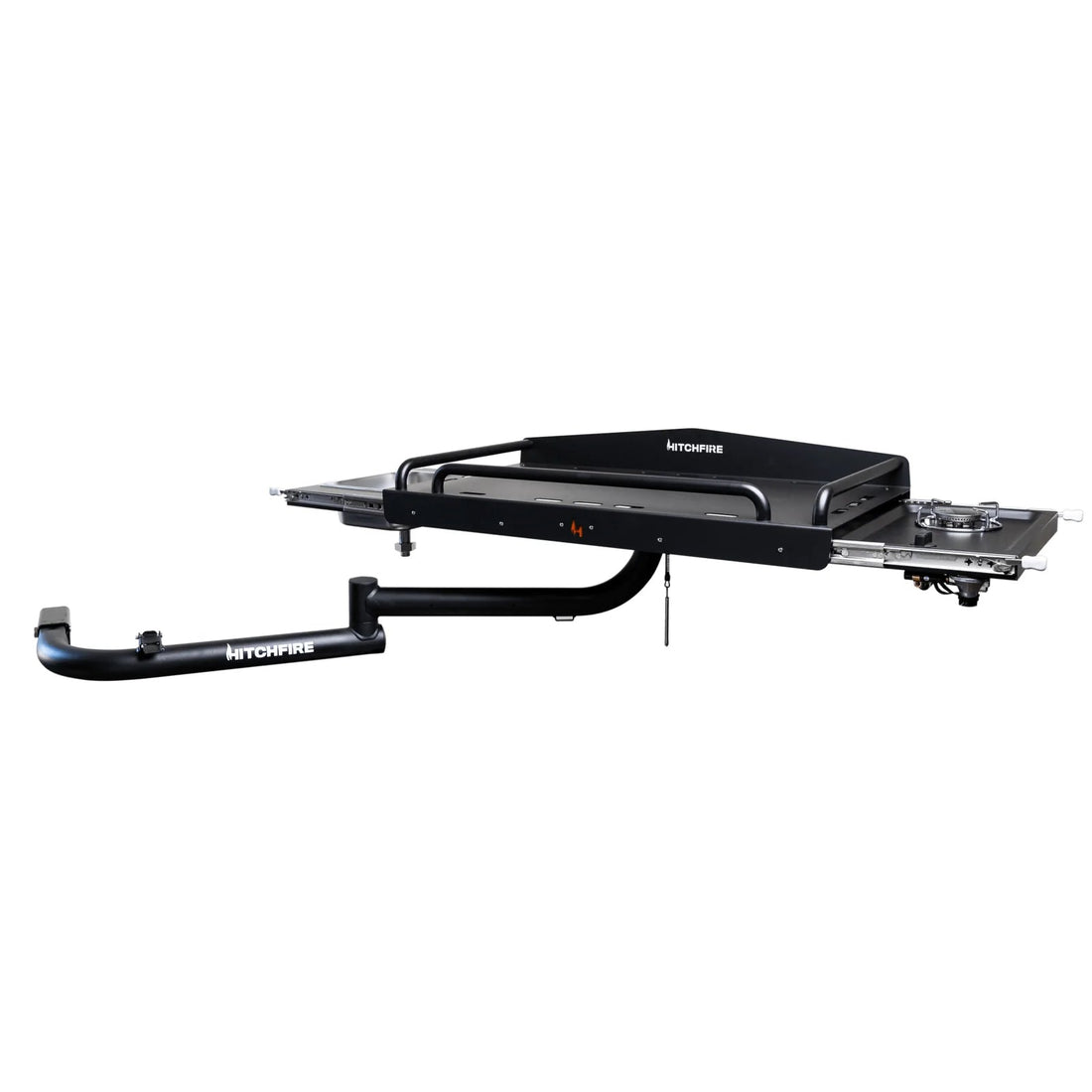 Black hitch cargo carrier on a white background