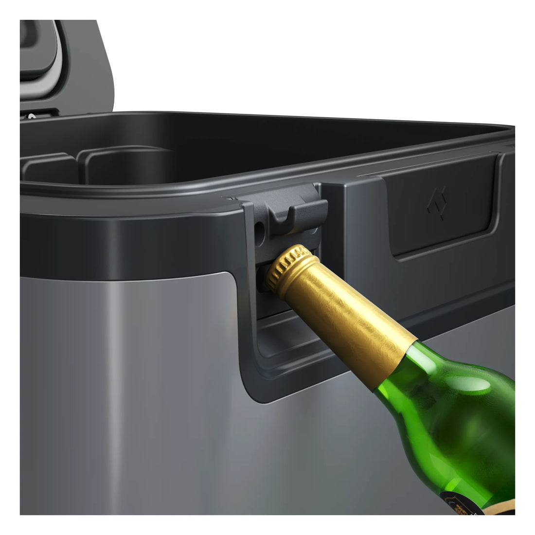 Dometic Recon Hardside 41L in Silt, built-in bottle opener in use