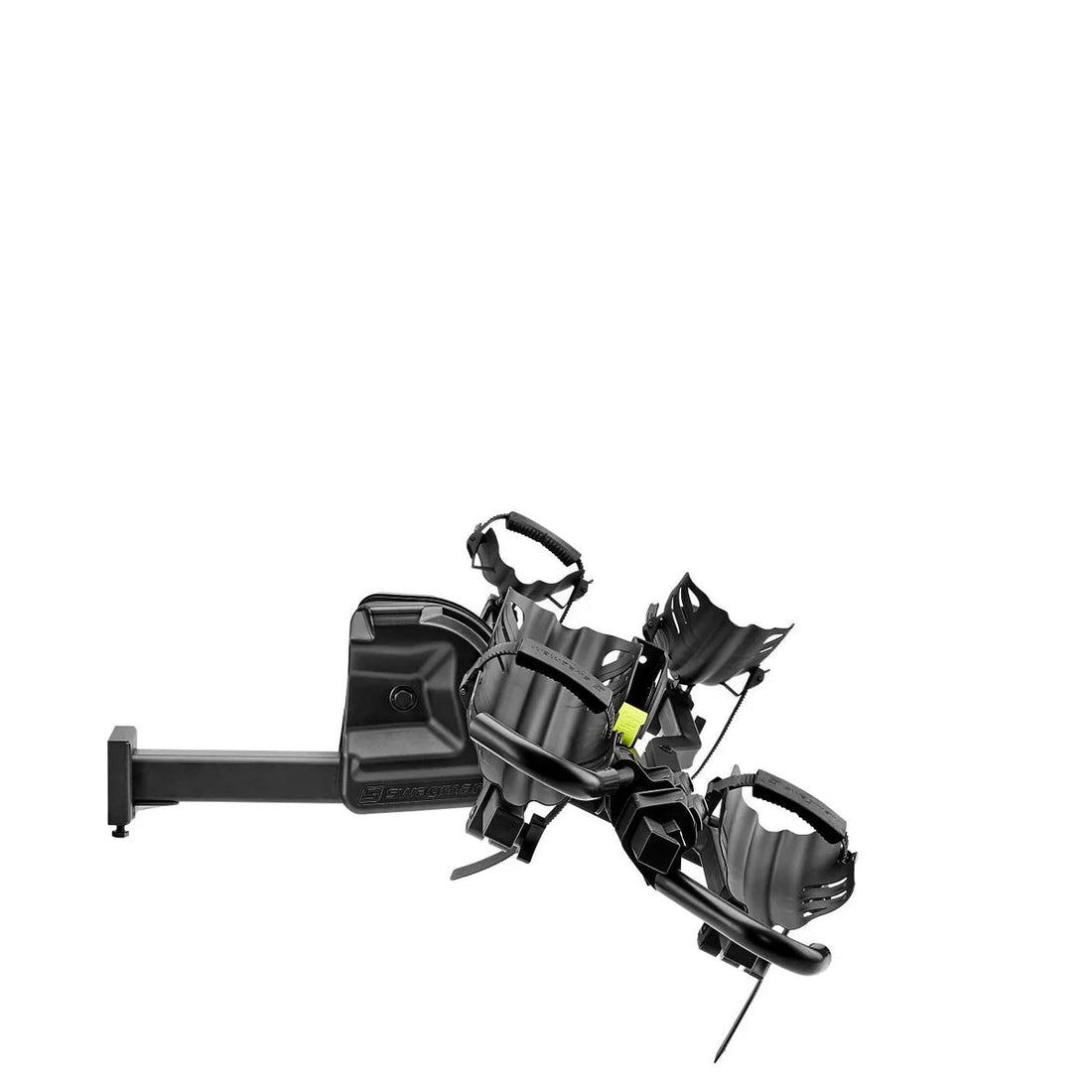 Black e-spec pro trailer hitch on a white background